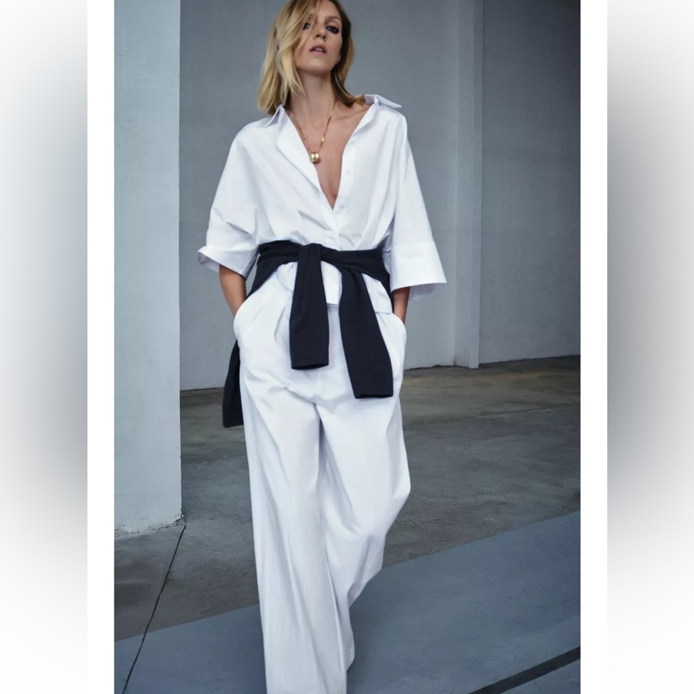 ZARA ZW COLLECTION TECHNICAL EFFECT PLEATED PANTS